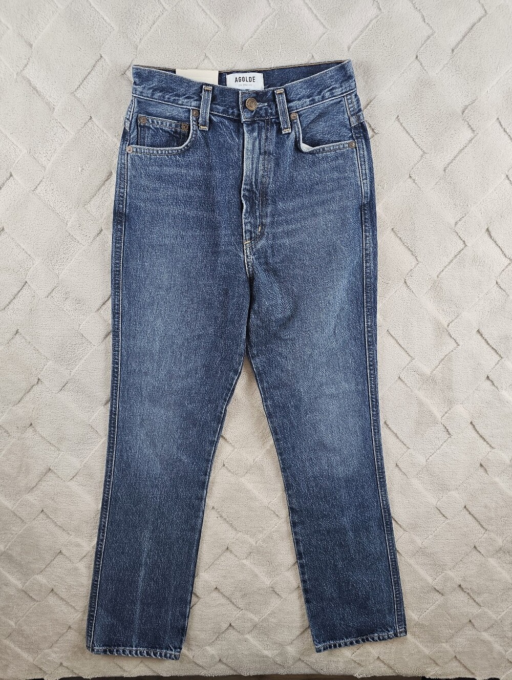 AGOLDE Pinch Waist High Rise Kick Jeans Womens 23 Dark Wash Denim